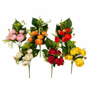 SET 12 PZ. MAZZO FRONTALE RANUNCOLO X6 32 CM colori-misti (Cod. 41459-01)