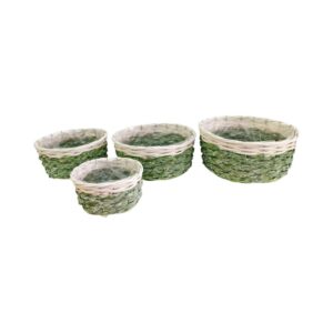 MIRATRADE SET 4 CESTI D32 H14-D28 H13-D24 H12-D18 H18 canneto-verde-bianco (Cod. 41520-01)