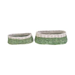 MIRATRADE SET 2 CESTI CANNETO 40X18 H13 - 32X13 H11 CM verde-bianco (Cod. 41521-01)