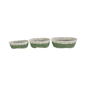 MIRATRADE SET 3 CESTI 32X23 H12-32X19 H11-28X15 H10 CM canneto--verde-bianco (Cod. 41522-01)