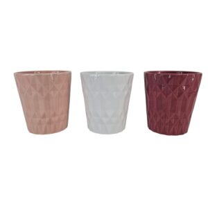 MIRATRADE SET 6 PZ. VASO CERAMICA DIAMANTE D13 H14 CM colori-assortiti (Cod. 41765-01)