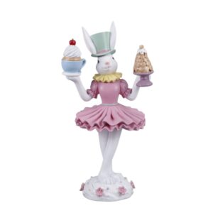 MIRATRADE CONIGLIO CLOWN RESINA 19,5X15,5 H37,5 CM rosa (Cod. 41753-01)