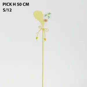 SET 12 PZ. PICK CUORE MIMOSA H50 CM giallo (Cod. 41670-01)