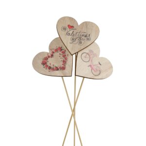 SET 18 PZ. PICK CUORE "LOVE IS IN THE AIR" H27 CM  (Cod. 41553-01)