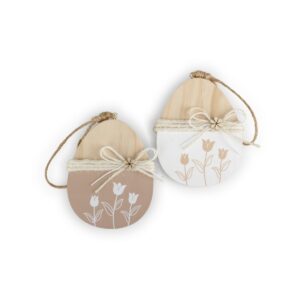 SET 4 PZ UOVA PASQUA LEGNO "EASTER MOOD" 10,9X9 CM  (Cod. 41560-01)
