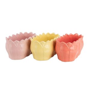 SET 3 PZ. OVALE CERAMICA FIORE 20,5X11,5 H10,5 CM  (Cod. 41628-01)