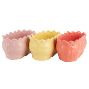 SET 3 PZ. OVALE CERAMICA FIORE 26,5X15 H14 CM  (Cod. 41629-01)
