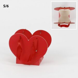 SET 6 PZ. BORSA CUORE CARTA IMPERM. PER VASO D12 rosso (Cod. 41673-01)
