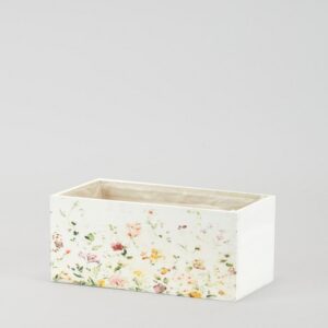 PORTAVASO LEGNO CON FIORI PER 2 VASI D12 CM bianco (Cod. 41676-01)