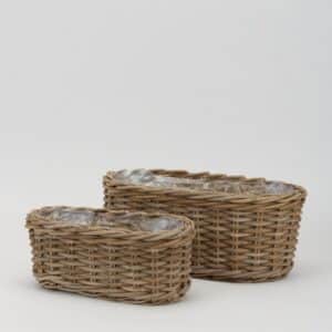 SET 2 PZ. CESTO RATTAN 51X24 H21- 41X18 H17 CM marrone (Cod. 41677-01)