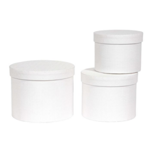 SET 3 SCATOLE D18 H14,5-D16 H13-D13,7 H11 CM bianco (Cod. 41592-01)