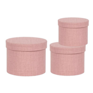 SET 3 SCATOLE D18 H14,5-D16 H13-D13,7 H11 CM rosa (Cod. 41592-02)