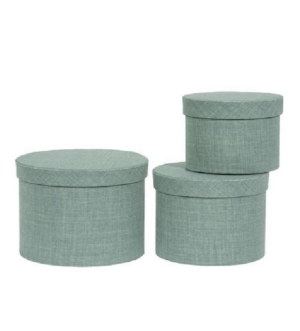 SET 3 SCATOLE D18 H14,5-D16 H13-D13,7 H11 CM verde-salvia (Cod. 41592-03)