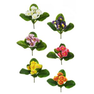 SET 6 PZ. PRIMULA 6 FIORI E 6 FOGLIE REAL TOUCH 24 CM colori-assortiti (Cod. 37673-01)