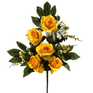 MAZZO FRONTALE ROSE E CARDO X10  giallo (Cod. 41704-01)