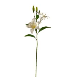 RAMO GIGLIO TIGRATO CON 2 FIORI E 2 BOCCIOLI crema (Cod. 41703-04)