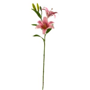 RAMO GIGLIO TIGRATO CON 2 FIORI E 2 BOCCIOLI lavanda- (Cod. 41703-03)