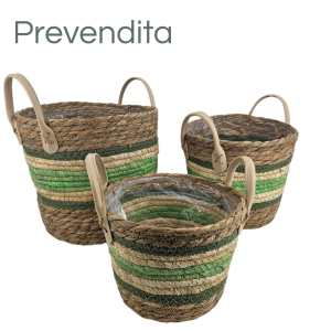 MIRATRADE SET 3 CESTI D25 H21-D23 H19-D20 H15 CM verde (Cod. 42105-02)