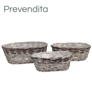 MIRATRADE SET 3 CESTI H14 37X22 -H12 32X19-H10 28X16 verde-marrone (Cod. 42080-01)