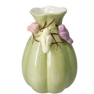 VASO CERAMICA UCCELLINI H20 CM verde (Cod. 41962-02)