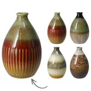 VASO PORCELLANA 15X26 CM verde-marrone (Cod. 41975-01)