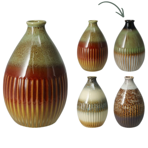 VASO PORCELLANA 15X26 CM verde-crema (Cod. 41975-04)