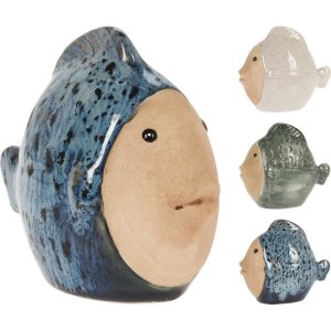 SET 3 PZ. PESCE PORCELLANA 11X6X9 CM colori-assortiti (Cod. 41978-01)