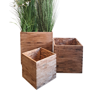 SET 3 FIORIERA RUOTE LEGNO 32X32 -38X38 - 50X50 CM  (Cod. 42019-01)