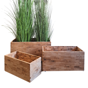 SET 3 FIORIERA RUOTE LEGNO 24X50X24-28X60X28-37X70X32 CM  (Cod. 42020-01)