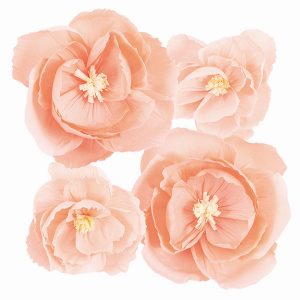 SET 4 PZ. DECORAZIONE CARTA FIORI 25/35 CM rosa (Cod. 42000-01)