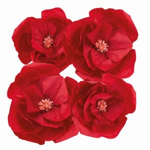 SET 4 PZ. DECORAZIONE CARTA FIORI 25/35 CM rosso (Cod. 42000-02)
