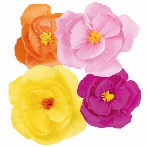 SET 4 PZ. DECORAZIONE CARTA FIORI 25/35 CM colori-assortiti (Cod. 42000-03)