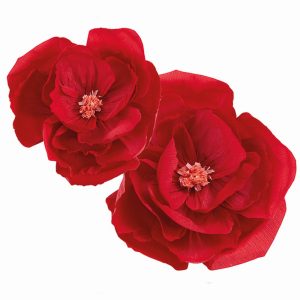 SET 4 PZ. DECORAZIONE CARTA FIORI 40/50 CM rosso (Cod. 41999-02)