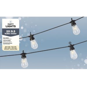 FILO LUCI PARTYLIGHT 20 LAMPADINE ESTERNO 9,5 MT filo-nero---luce-calda (Cod. 41786-01)