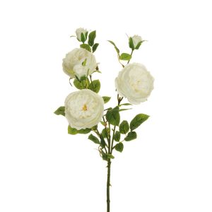 ROSE RAMO AUSTIN CON 3 FOGLIE E 3 BOCCIOLI bianco (Cod. 41877-03)