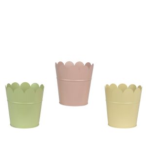 SET 3 PZ. VASO OVALE ZINCO D11 H10,6 CM colori-pastello (Cod. 41795-01)