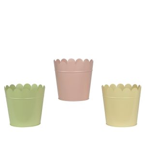 SET 3 PZ. VASO OVALE ZINCO D16 H14,7 CM colori-pastello (Cod. 41796-01)