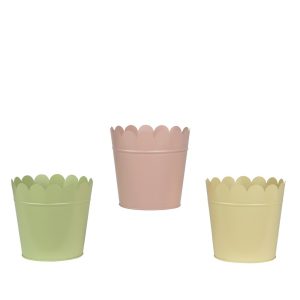 SET 3 PZ. VASO ROTONDO ZINCO D14 H12,6 CM colori-pastello (Cod. 41798-01)