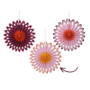 FIORE DI CARTA DA APPENDERE D30 CM rosa-giallo (Cod. 41807-02)
