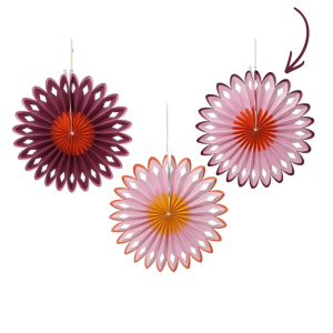 FIORE DI CARTA DA APPENDERE D30 CM rosa-rosso (Cod. 41807-03)