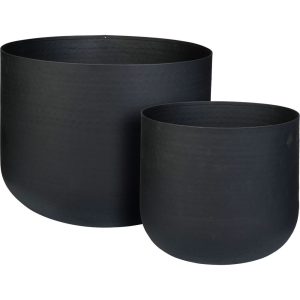 SET 2 VASI METALLO 32X28 - 41X33 CM nero (Cod. 41909-01)