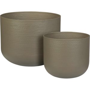 SET 2 VASI METALLO 32X28 - 41X33 CM tortora (Cod. 41909-02)