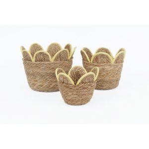 SET 3 CESTI PETAL D17 H21-D15 H19,5-D10 H14,5 giallo (Cod. 42079-02)