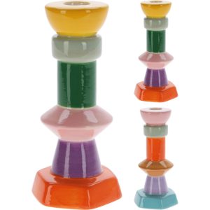 1 PZ. PORTA CANDELA CERAMICA 8X17 CM colore-casuale- (Cod. 41927-01)