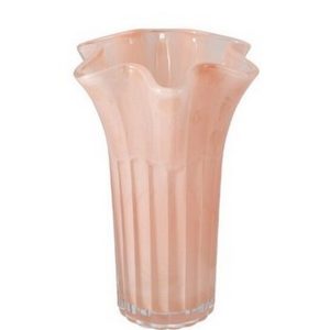 VASO VETRO CON FIORE 17X25 CM rosa (Cod. 41933-03)
