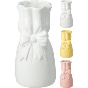 SET 3 VASI PORCELLANA CON FIOCCO H18 CM colori-assortiti (Cod. 41951-01)