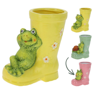 VASO STIVALE TERRACOTTA CON RANA H19 CM rosa (Cod. 41958-03)