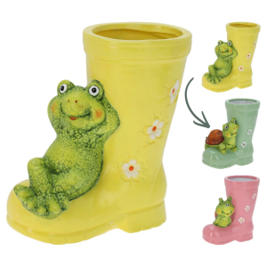 VASO STIVALE TERRACOTTA CON RANA H19 CM verde (Cod. 41958-02)