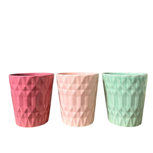MIRATRADE SET 6 PZ. VASO CERAMICA DIAMANTE D13 H14 CM colori-assortiti (Cod. 41765-01)