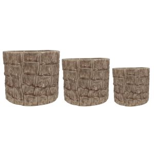 MIRATRADE SET 3 VASI CERAMICA SILVANA D28-22-16 CM beige (Cod. 42209-01)